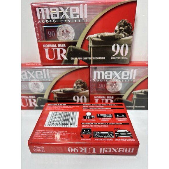 Maxwell UR90 Blank Cassette 90 Minutes Cassette Tape 4PC LOT Vintage New Sealed - Picture 6 of 6